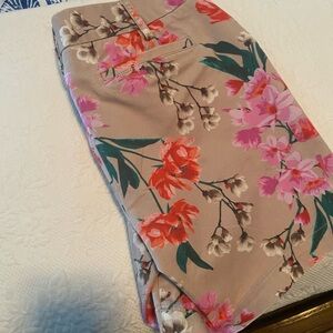 Lands' End Floral Women's Shorts - Beige with Pink and Orange